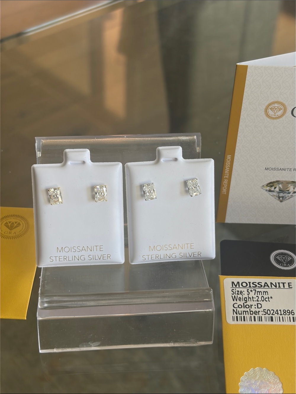 Moissanite 925  Stud Earrings - 925 with gold over lay. 2ctw. CHOICE ONE.